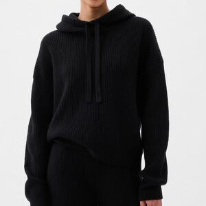 GAP CashSoft Shaker-Stitch Black Sweater Hoodie NWT SZ M